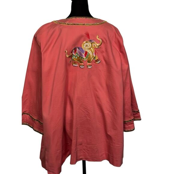 Bob Mackie 3X FLAW Wearable Art Kimono Jacket Woman Embroidery Elephant READ - Picture 3 of 14